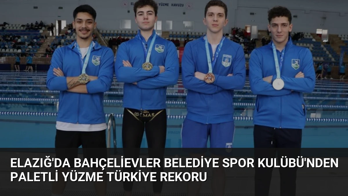 Elazığ’da Bahçelievler Belediye Spor Kulübü’nden Paletli Yüzme Türkiye Rekoru