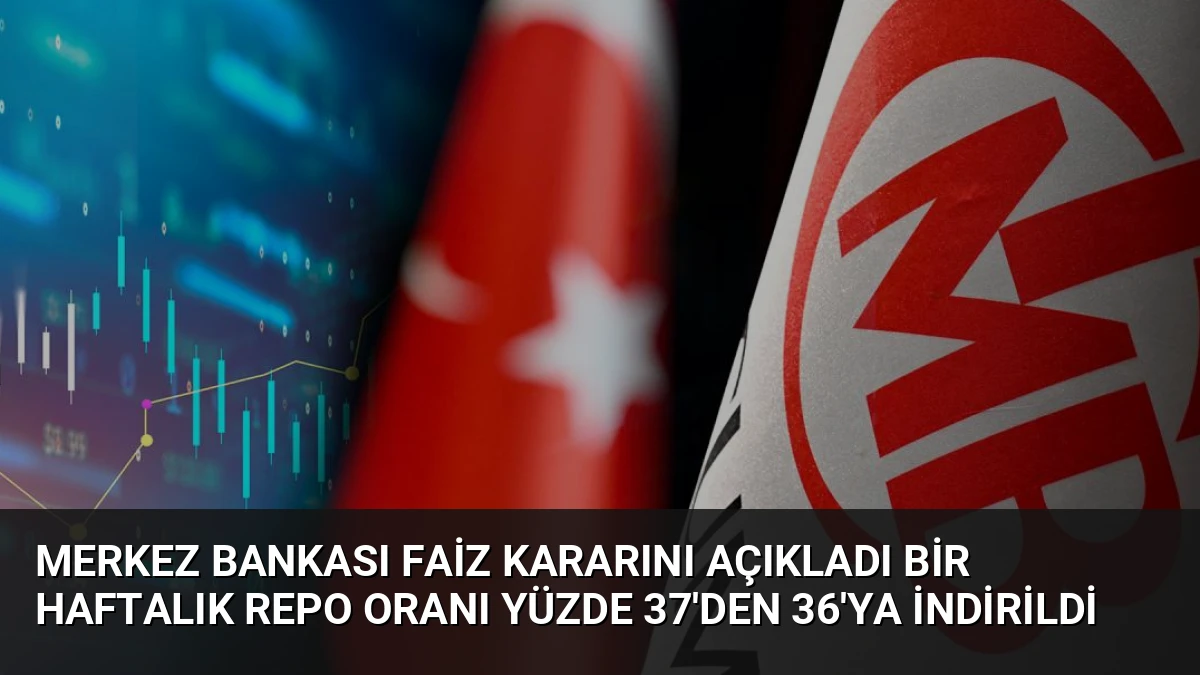 Merkez Bankası Faiz Kararını Açıkladı Bir Haftalık Repo Oranı Yüzde 37’den 36’ya İndirildi